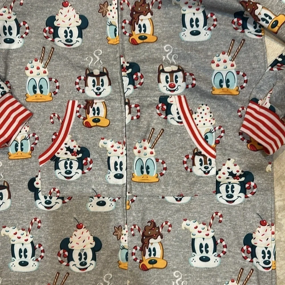 NEW! Disney Parks Holiday Snacks Mickey Ears Pajama Onesie 10 Christmas PJs